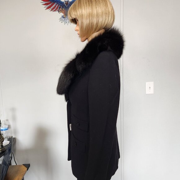 #714 Polyester blazer/jacket, fox fur - Picture 4 of 5